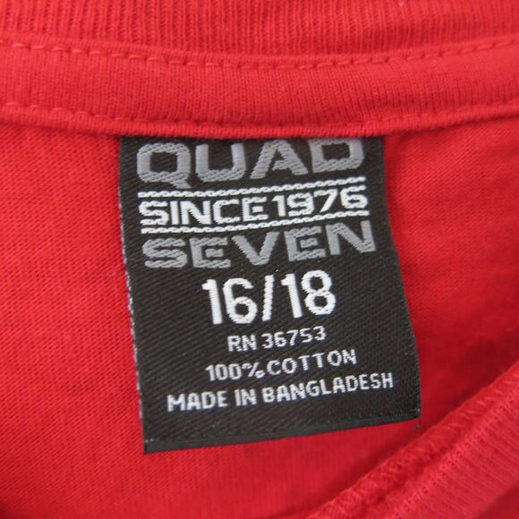 QUAD SEVEN T Shirt Size 16/18 Boy's "Paint Splatter" Short Sleeve Red Black - Picture 4 of 5